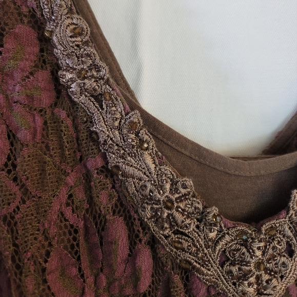 Free People mauve lace midi dress size medium - Picture 6 of 10